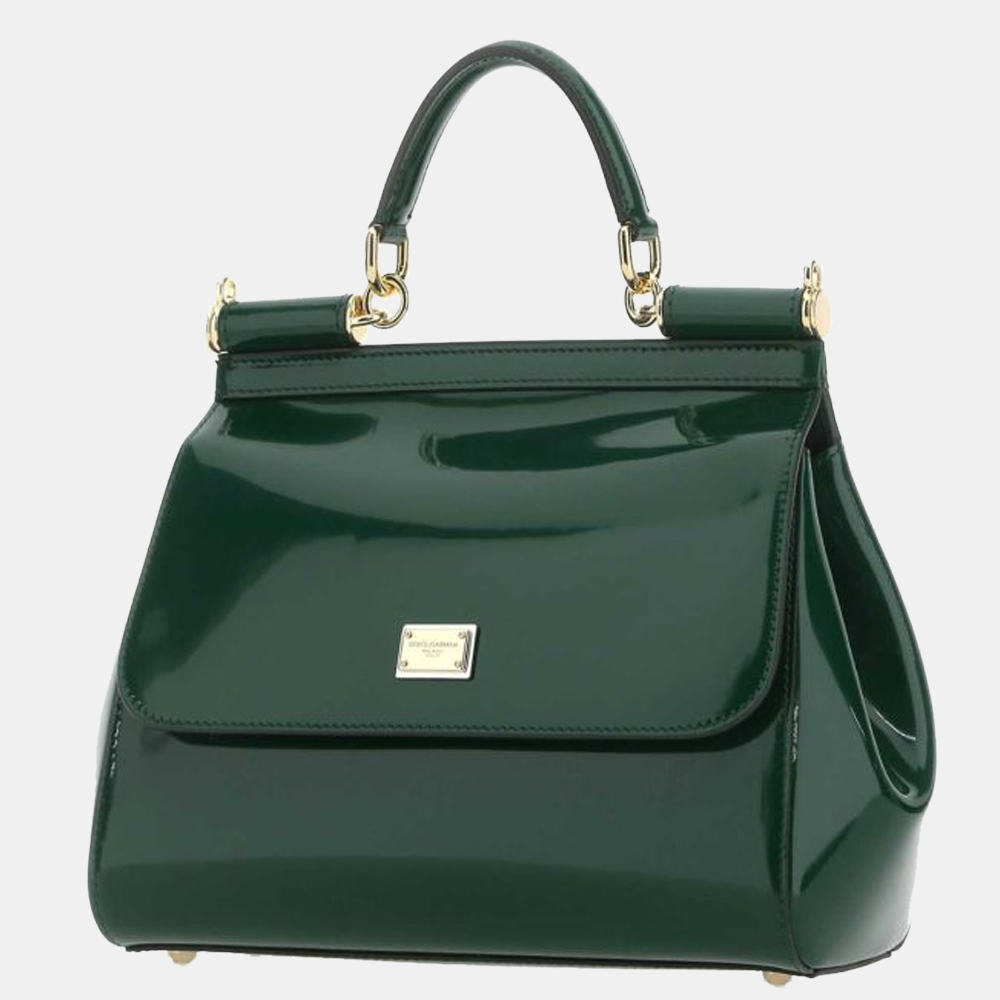 

Dolce & Gabbana Green Leather Medium Miss Sicily Top Handle Bag