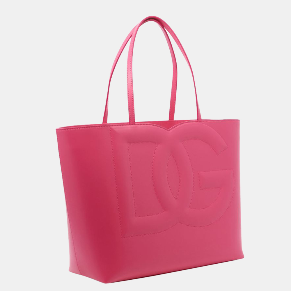 

Dolce & Gabbana Pink Calfskin Leather DG Logo Tote Bag