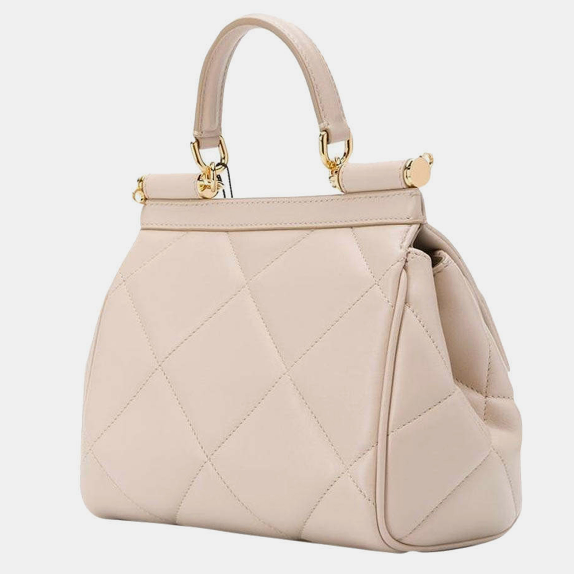 

Dolce & Gabbana Beige Quilted Leather Sicily Top Handle Bag