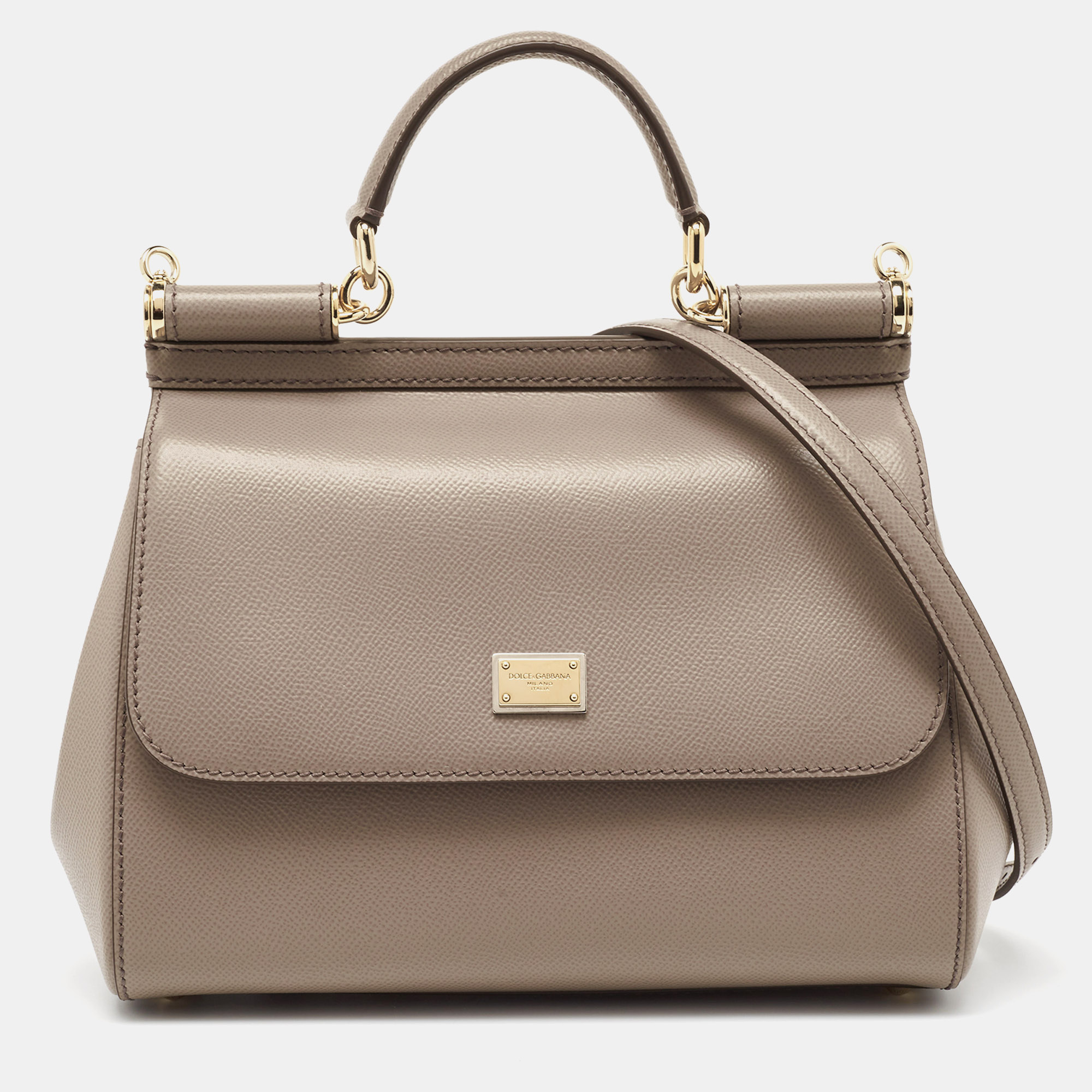 

Dolce & Gabbana Beige Leather  Miss Sicily Top Handle Bag