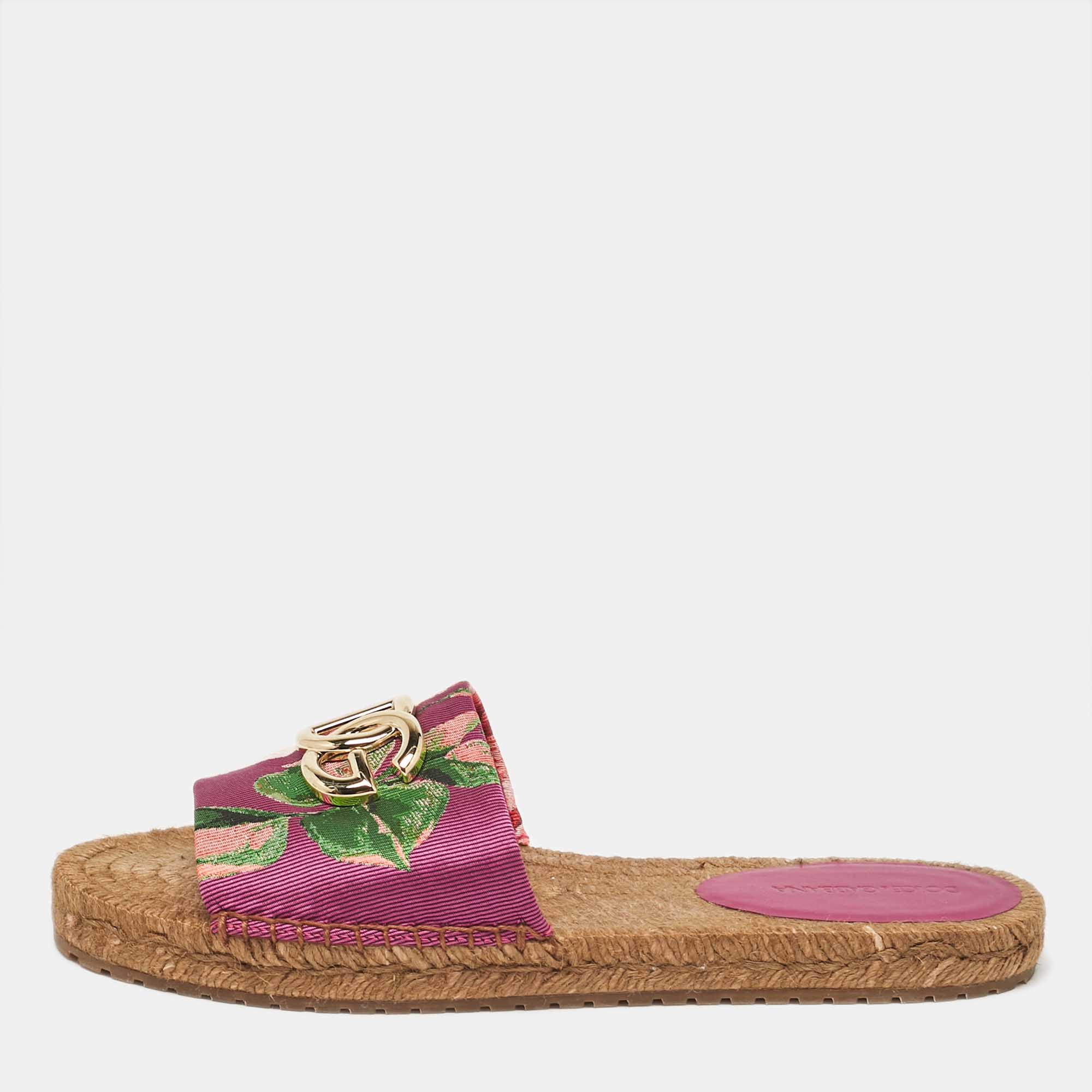 

Dolce & Gabbana Purple Fabric DG Espadrille Flats Size