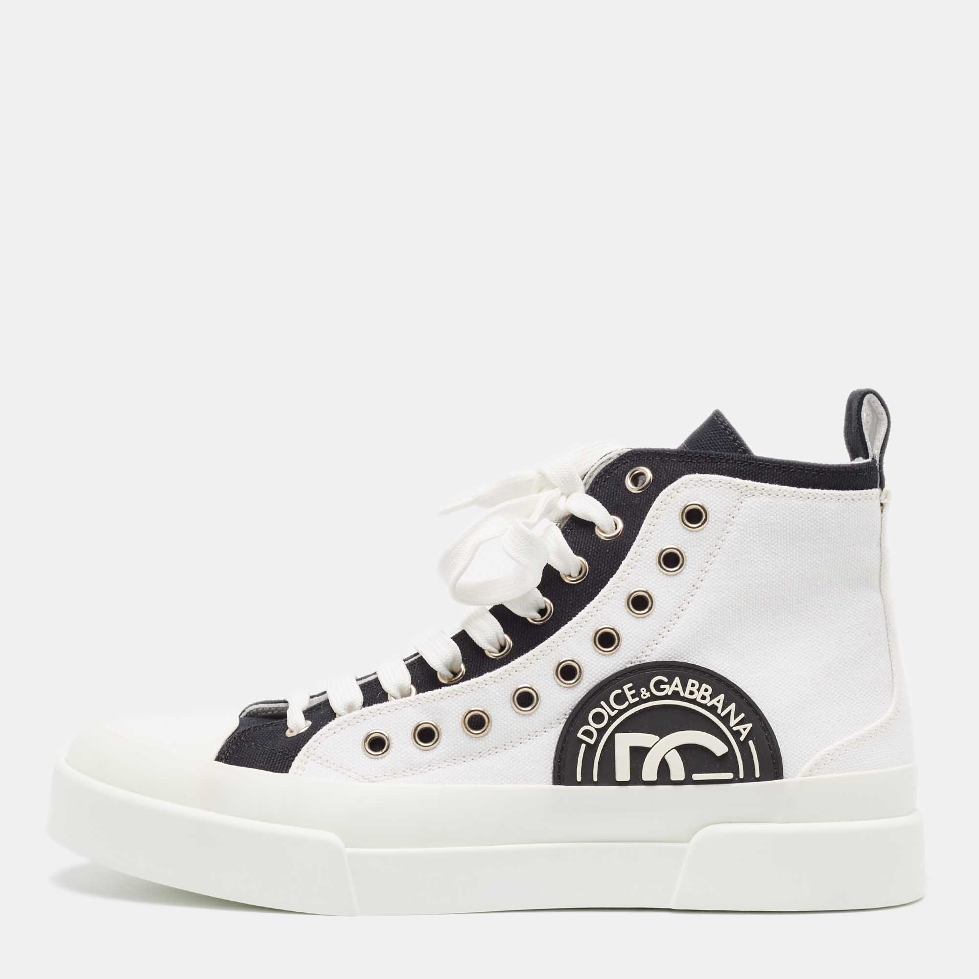 

Dolce & Gabbana White Canvas and Rubber High Top Sneakers Size