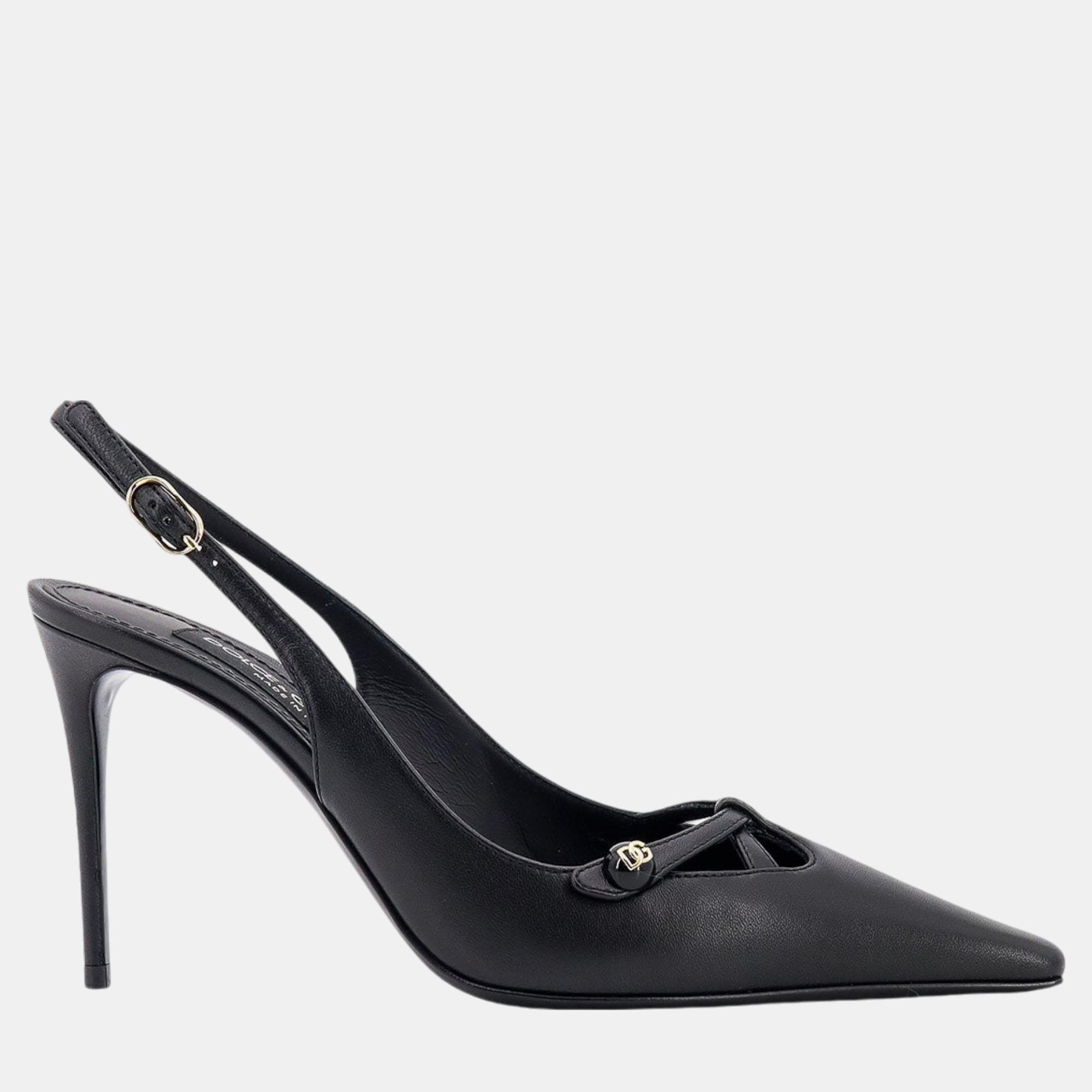 

Dolce & Gabbana BlackLeather Slingback Pumps EU, Black