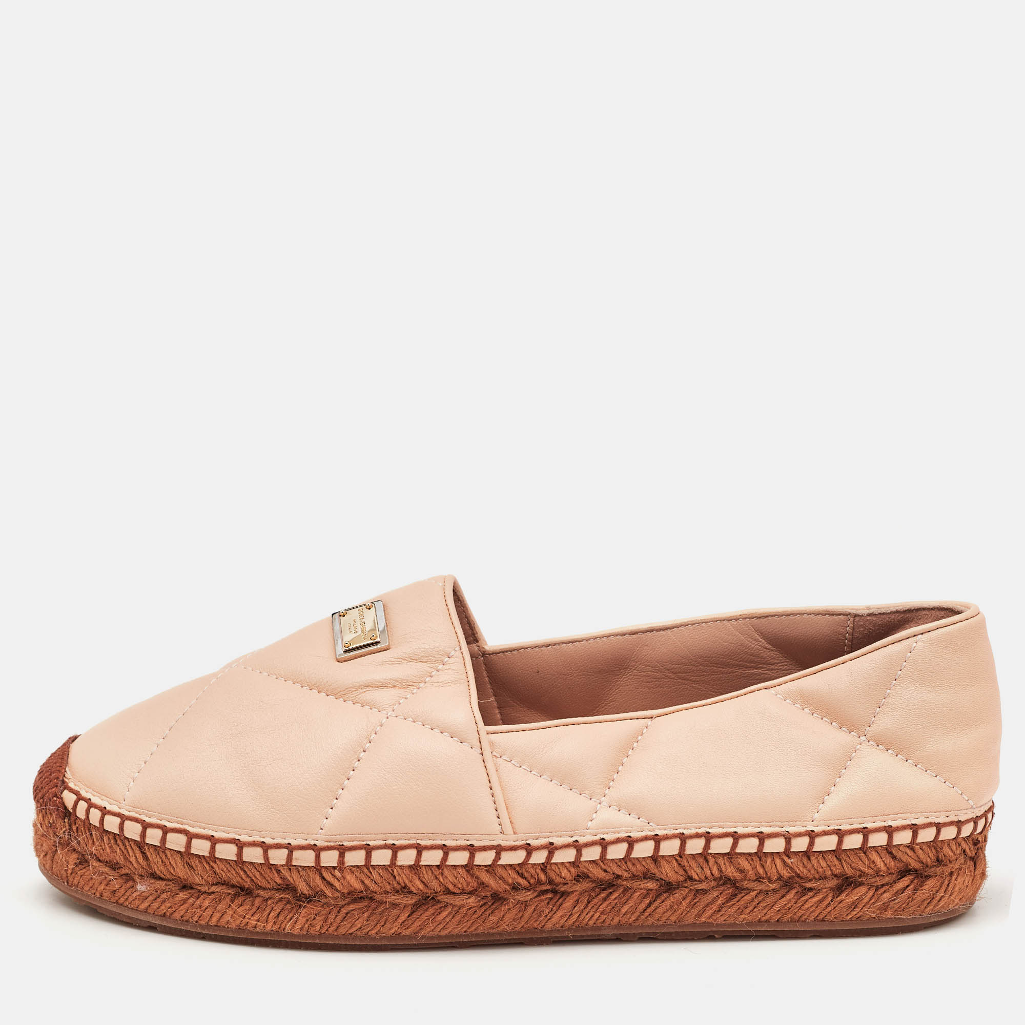 

Dolce & Gabbana Beige Leather Espadrille Flats Size