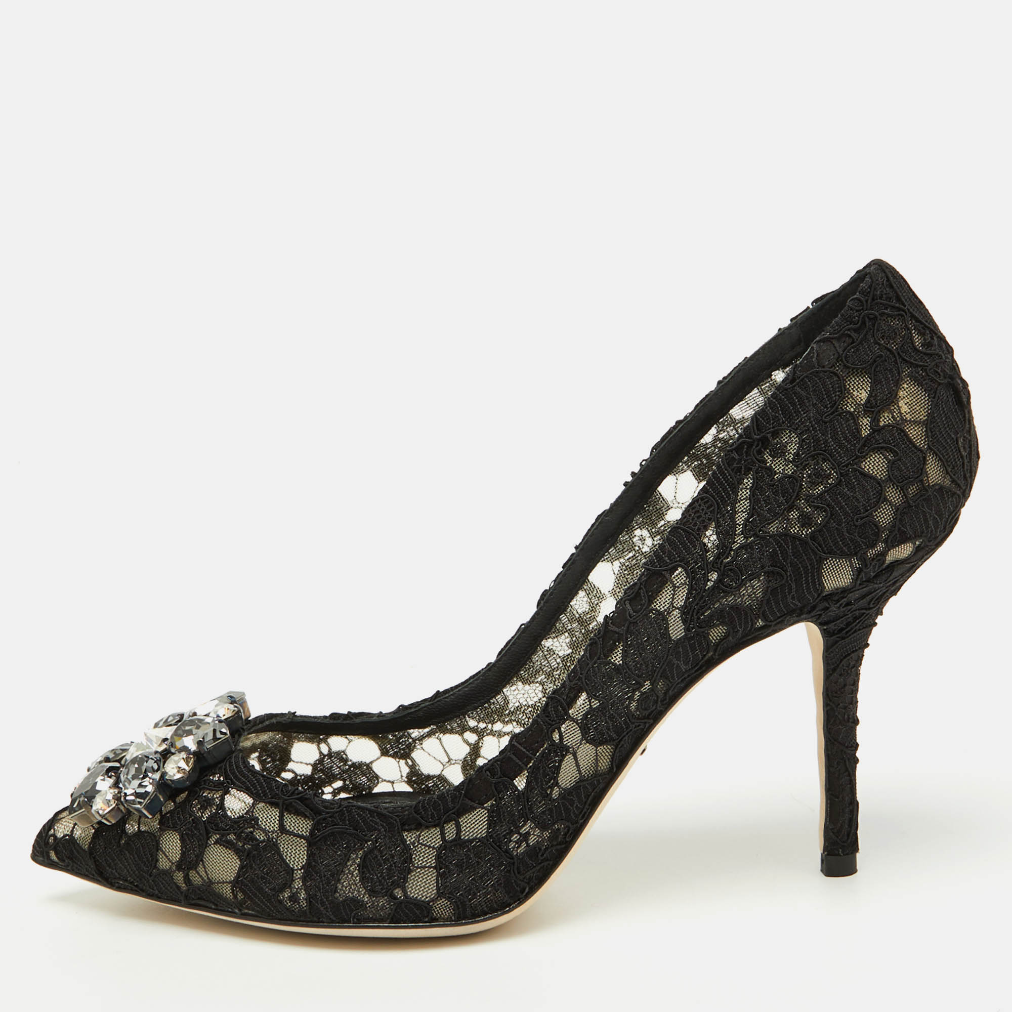 

Dolce & Gabbana Black Lace Bellucci Pointed Toe Pumps Size