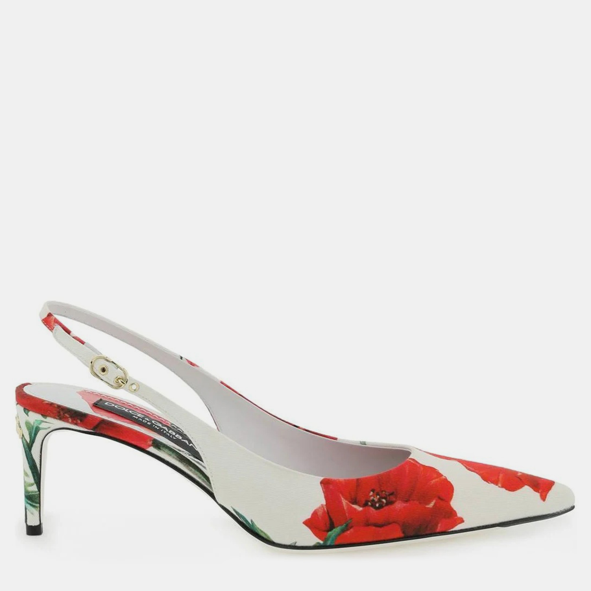 

Dolce & Gabbana White Printed Slingback Pumps IT 36.5