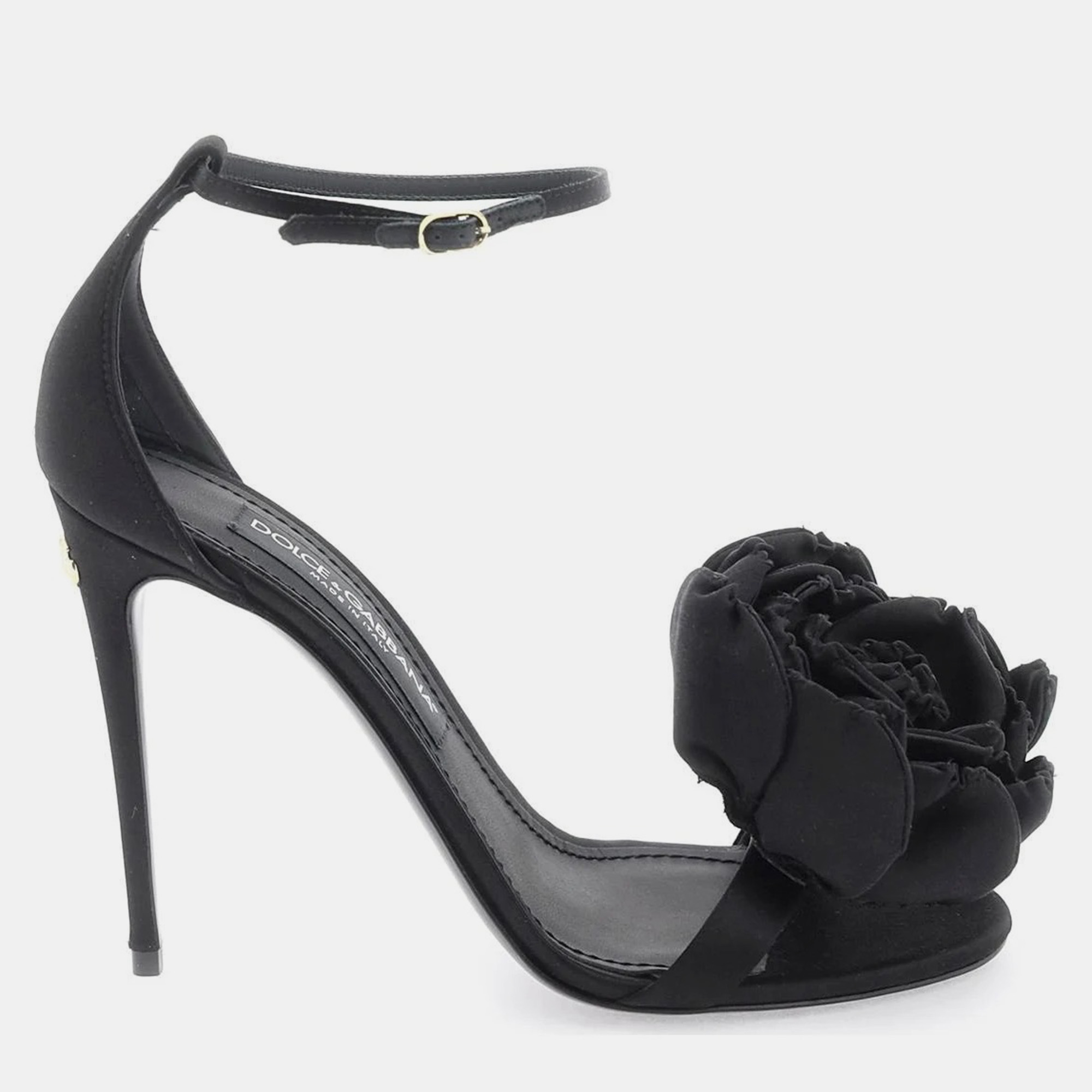 

Dolce & Gabbana Satin Sandals With Floral Application Black