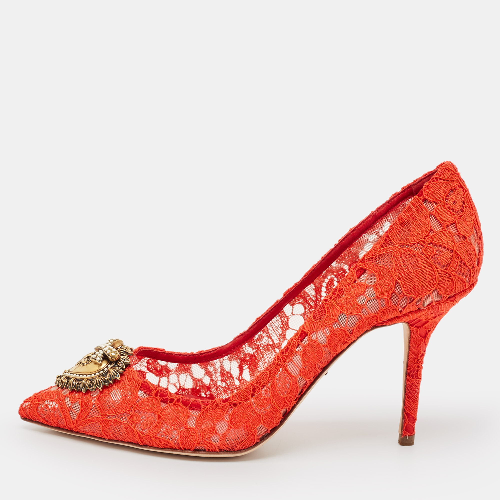 

Dolce & Gabbana Red Lace Devotion Pumps Size