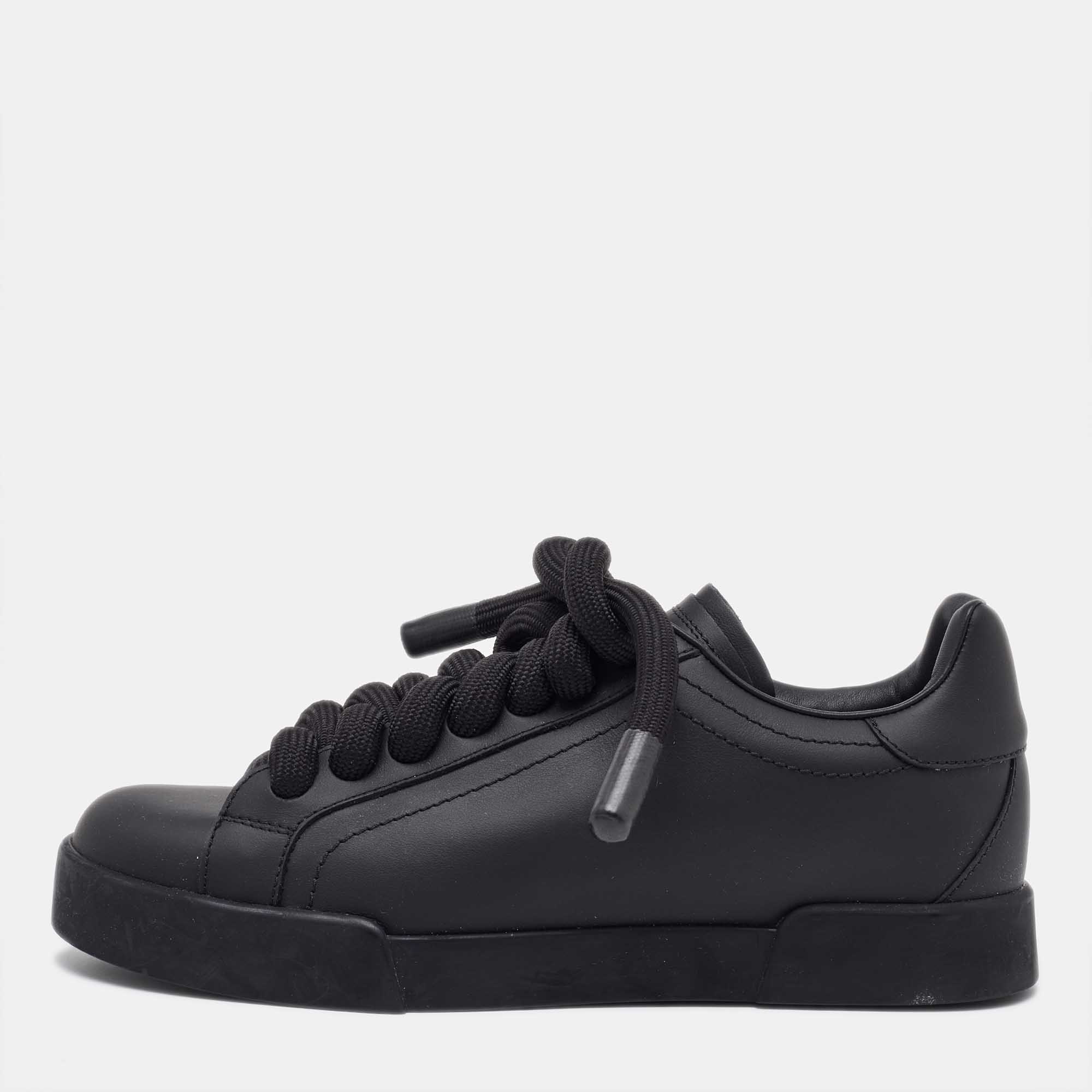 

Dolce & Gabbana Black Leather Low Top Sneakers Size