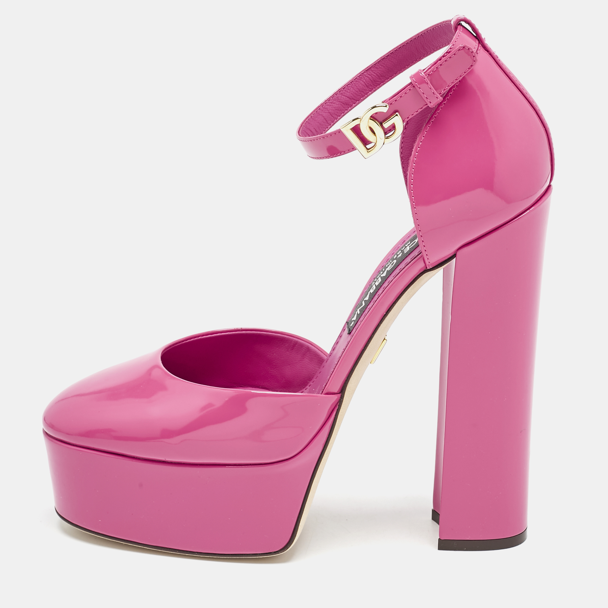 

Dolce & Gabbana Pink Patent Leather Platform Pumps Size