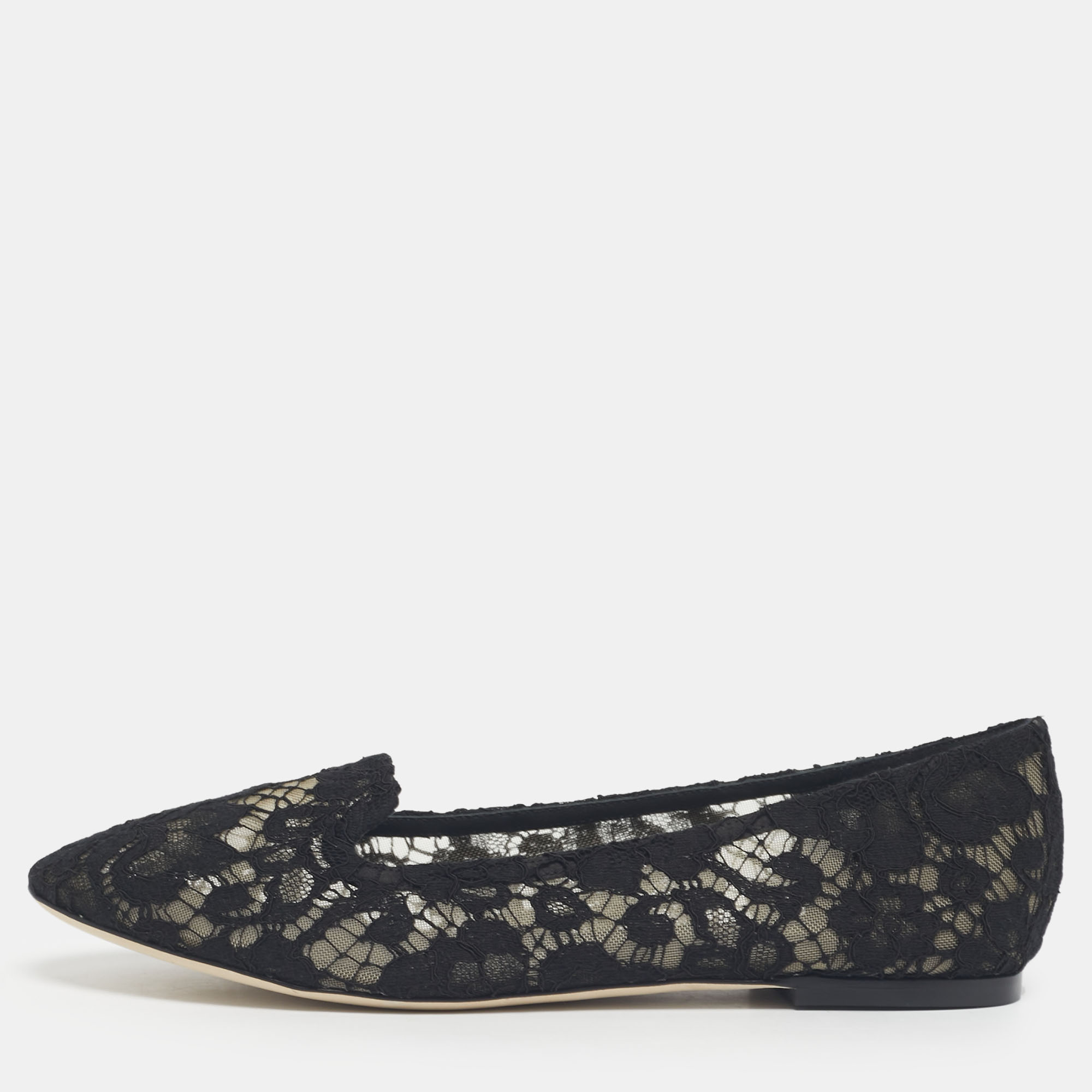 Dolce & Gabbana Black Lace Smoking Slippers Size 39
