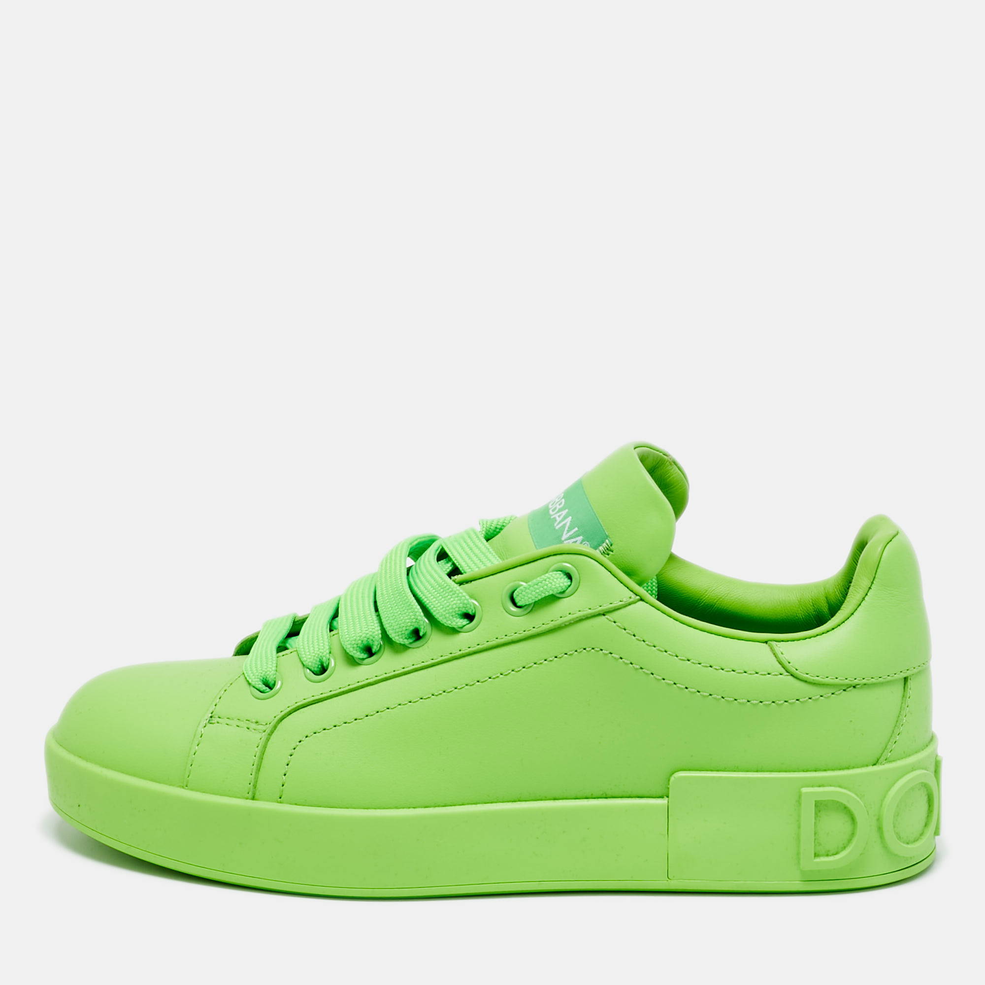 

Dolce & Gabbana Green Leather Portofino Lace Up Sneakers Size