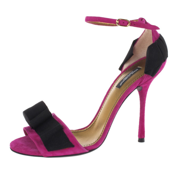 مملوكة مسبقًا Dolce and Gabbana Pink Suede Ankle Strap Sandals Size 39