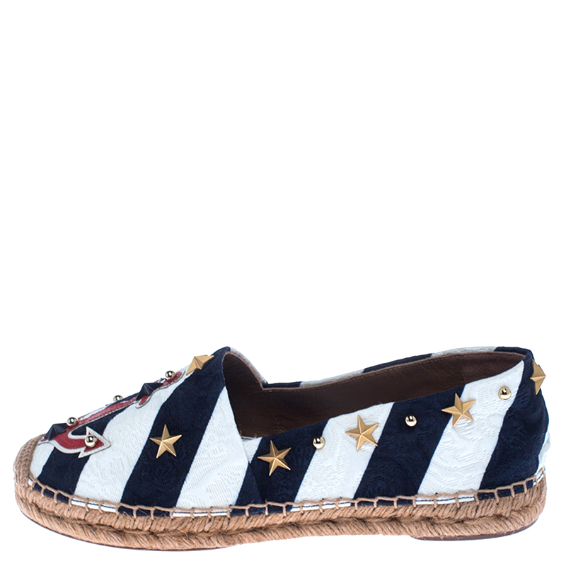 

Dolce & Gabbana Blue/White Fabric Espadrille Loafers Size