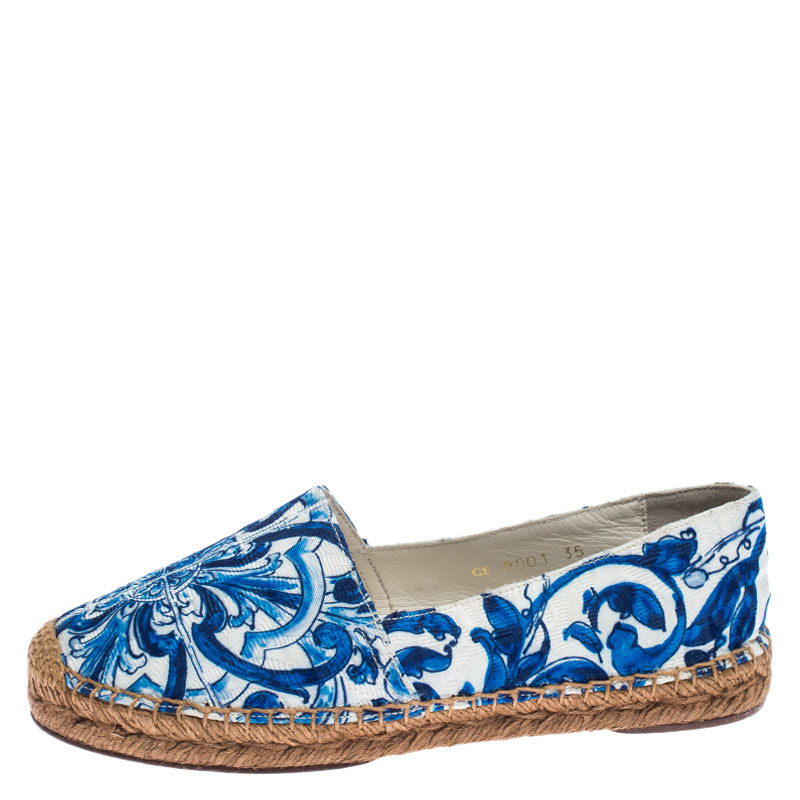 

Dolce & Gabbana Blue Printed Fabric Espadrilles Size