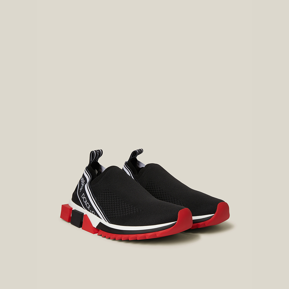

Dolce & Gabbana Black Slip On Logo Print Mesh Sneakers Size IT