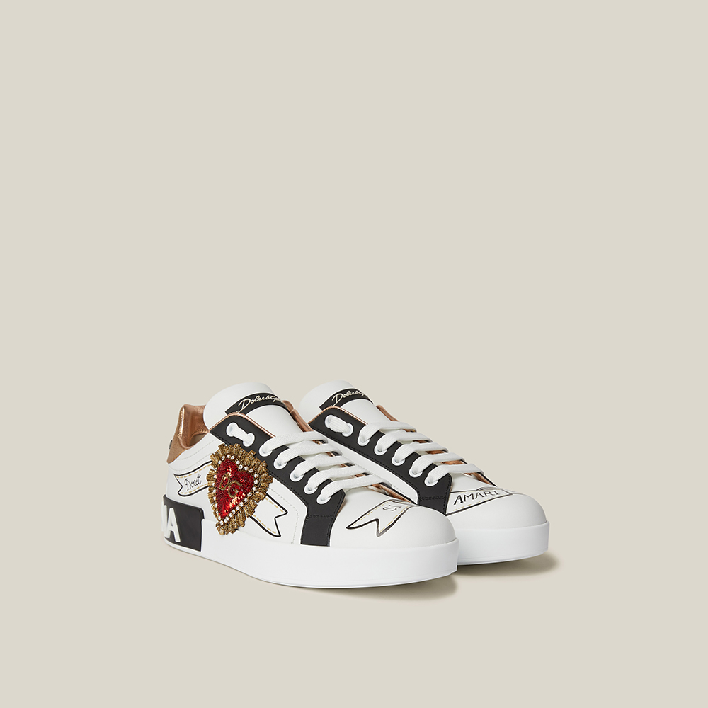 

Dolce & Gabbana White Heart Embroidered Logo Sneakers Size IT