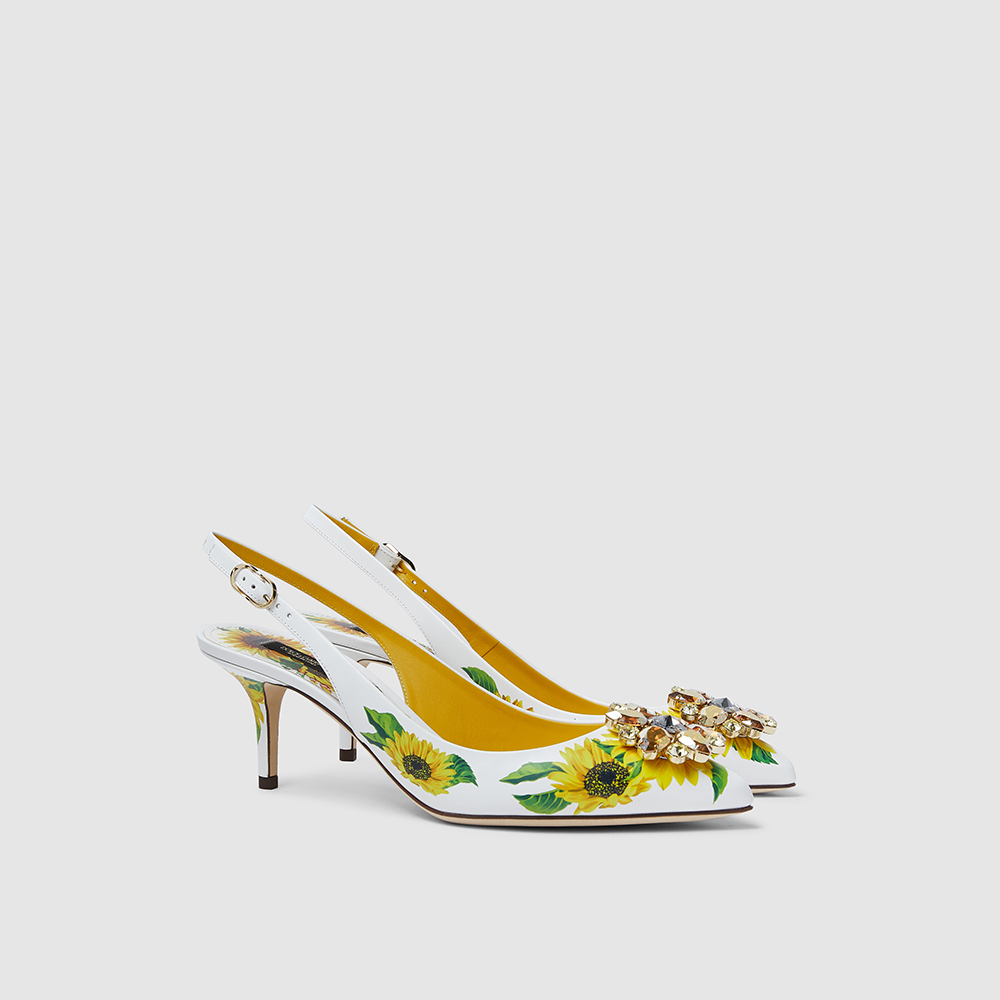 

Dolce & Gabbana Yellow Crystal-Embellished Sunflower Leather Pumps Size IT