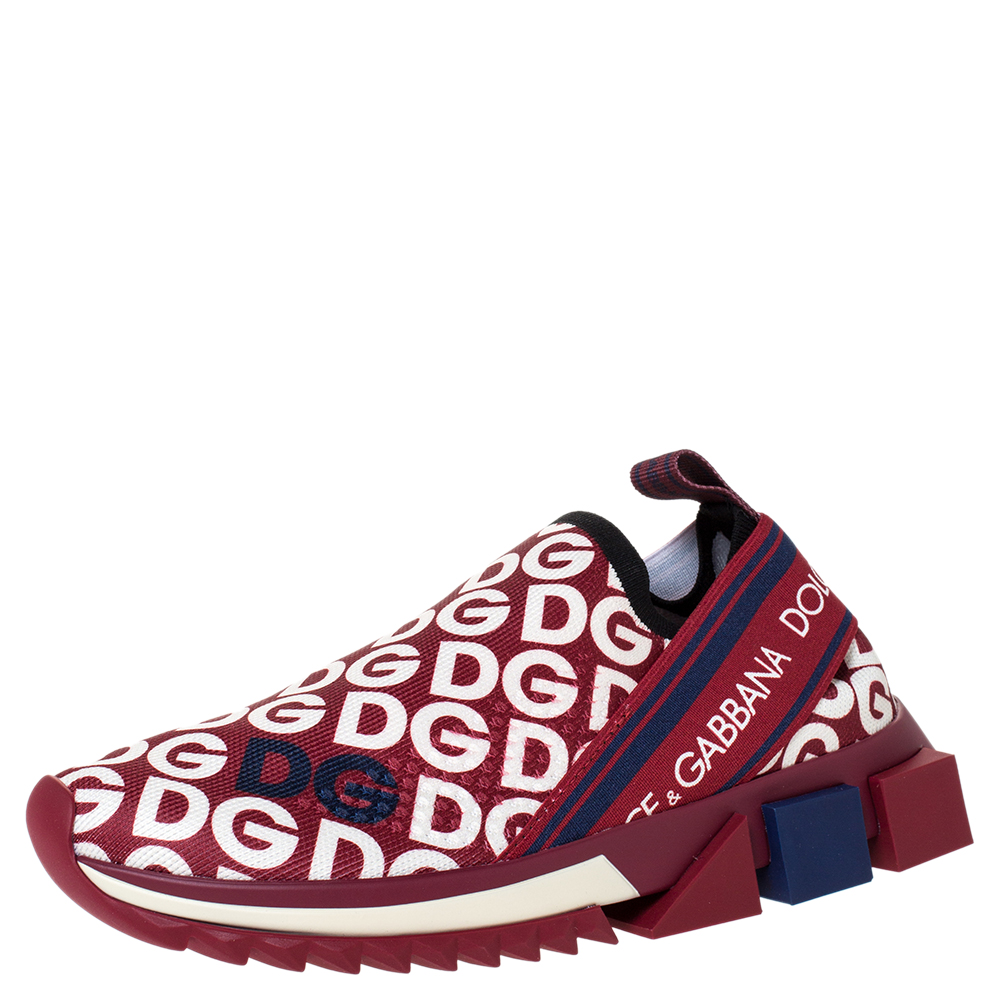 Dolce & Gabbana Multicolor DG Mania Print Stretch Mesh Slip On Sneakers Size 37