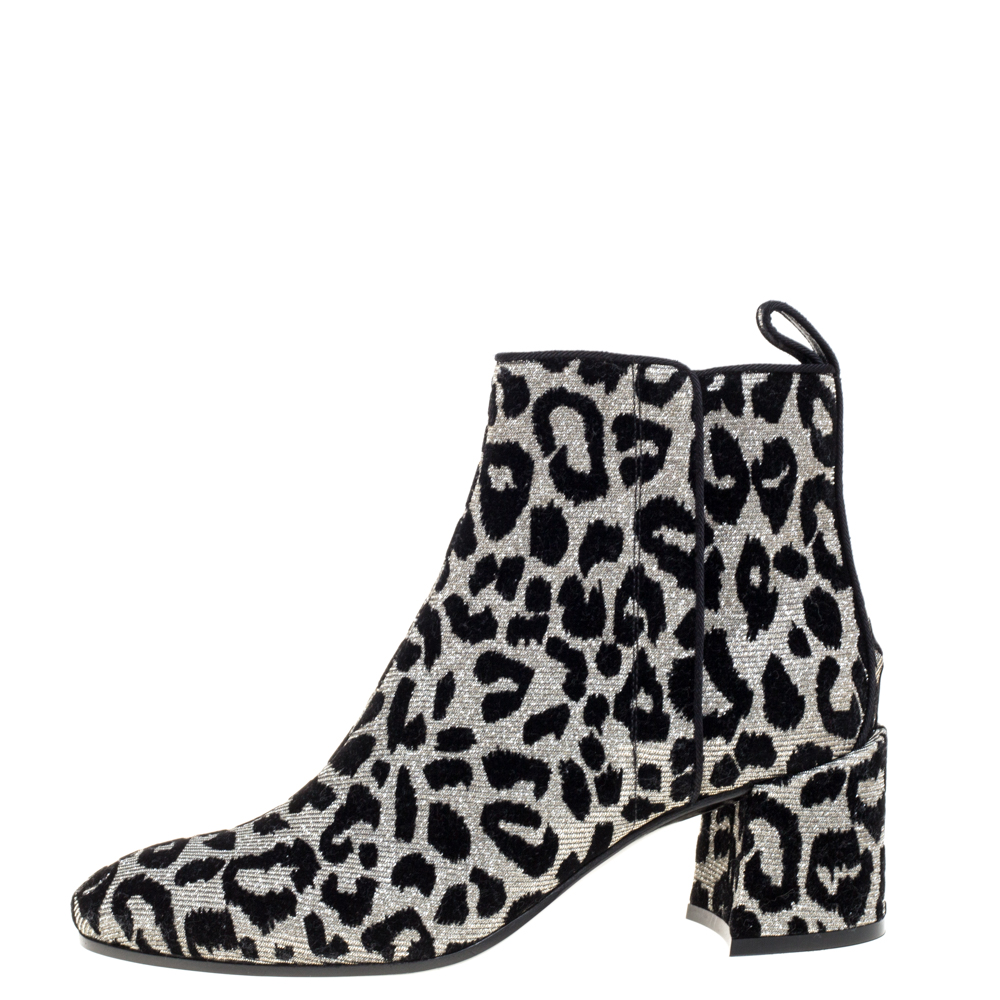

Dolce & Gabbana Gold/Silver Animal Print Lurex Fabric Boots Size, Multicolor