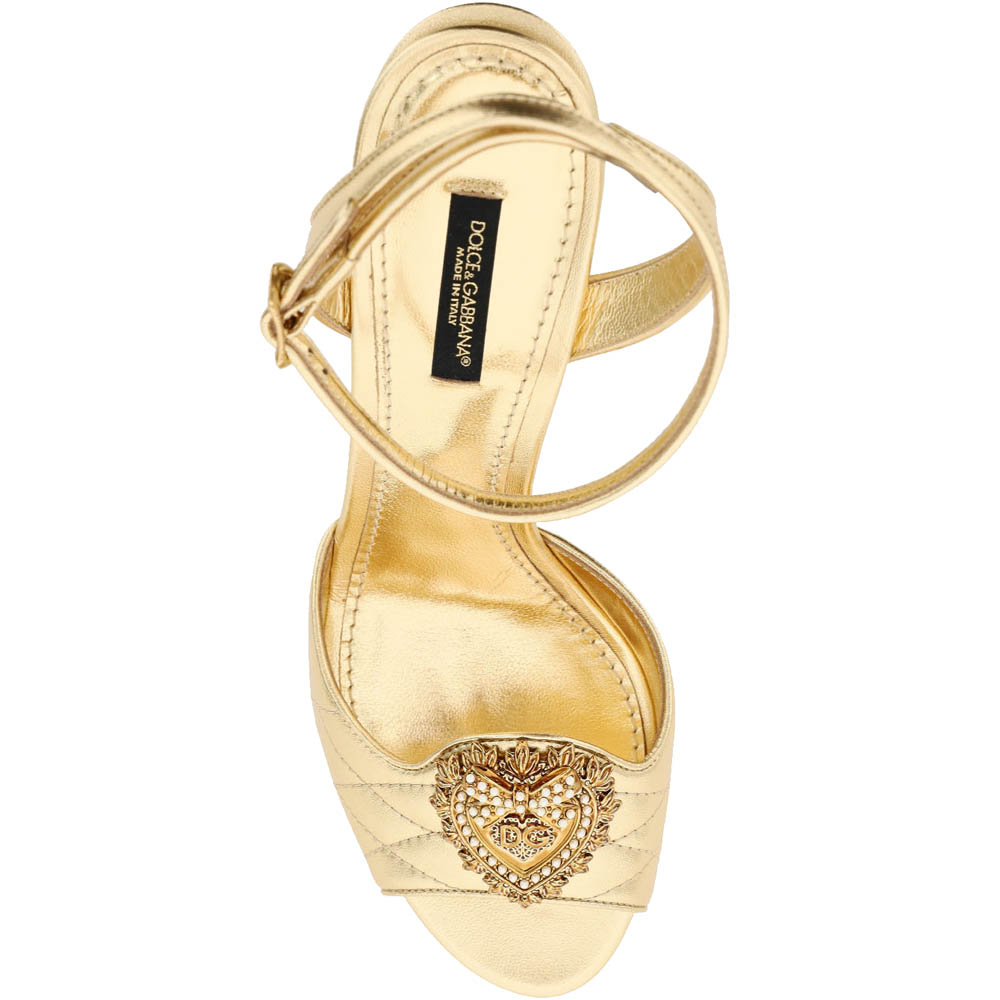 

Dolce & Gabbana Gold Leather Keira Devotion Sandals Size EU