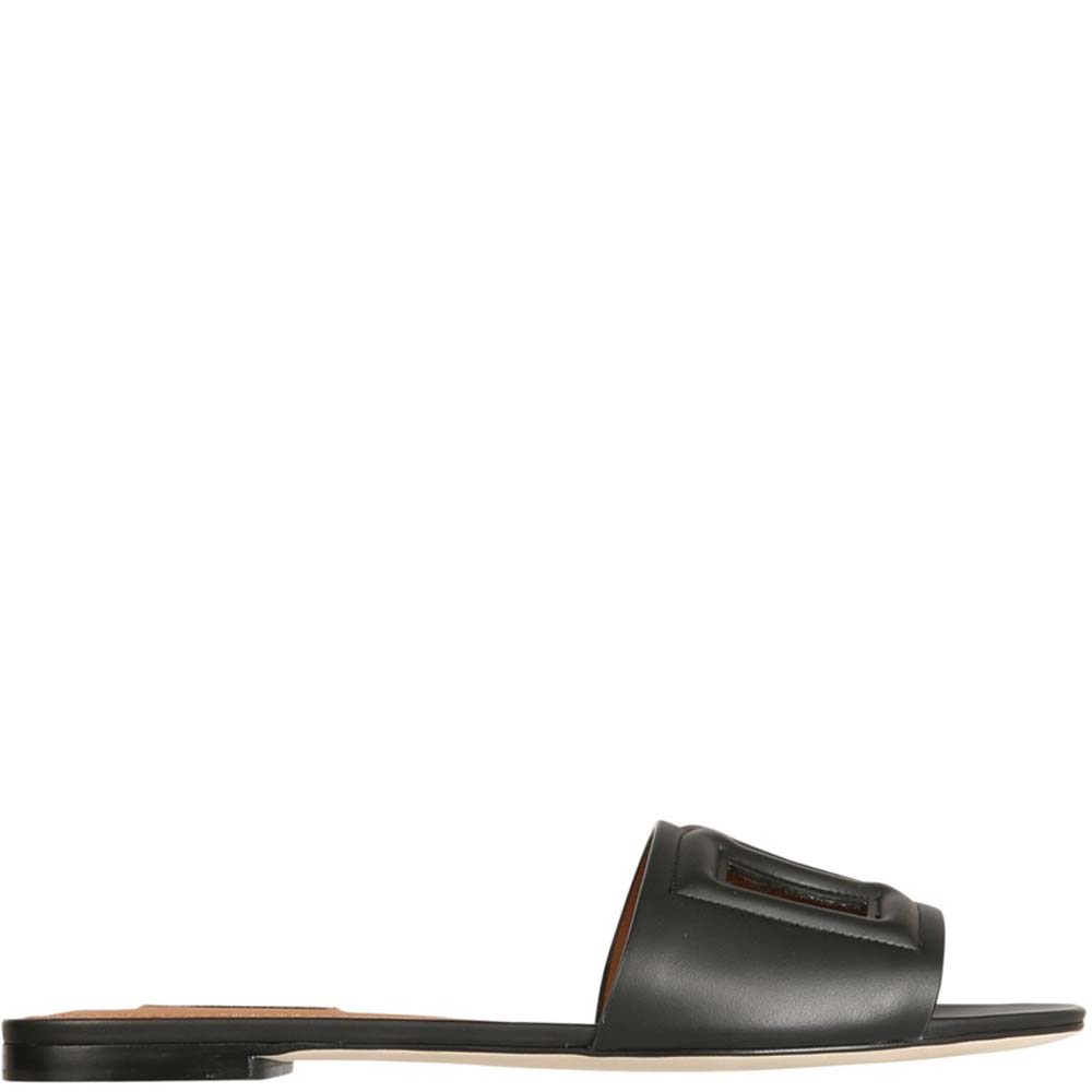 Pre-owned Dolce & Gabbana Black Dg Slide Sandals Size Eu 40