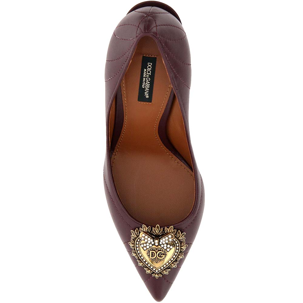 

Dolce & Gabbana Brown Matelasse Nappa Leather Devotion Pumps Size IT