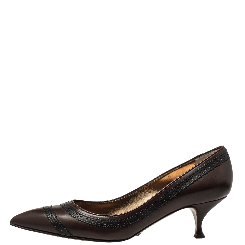 

Dolce & Gabbana Brown/Black Leather Pumps Size