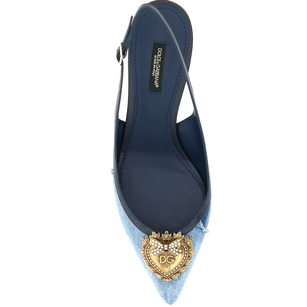 

Dolce & Gabbana Blue Denim Devotion Slingback Pumps Size IT