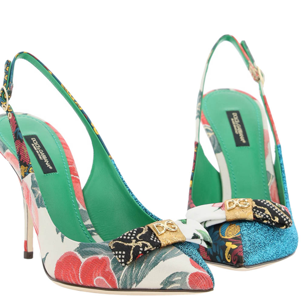 

Dolce & Gabbana Multicolor Patchwork Slingback Pumps Size IT