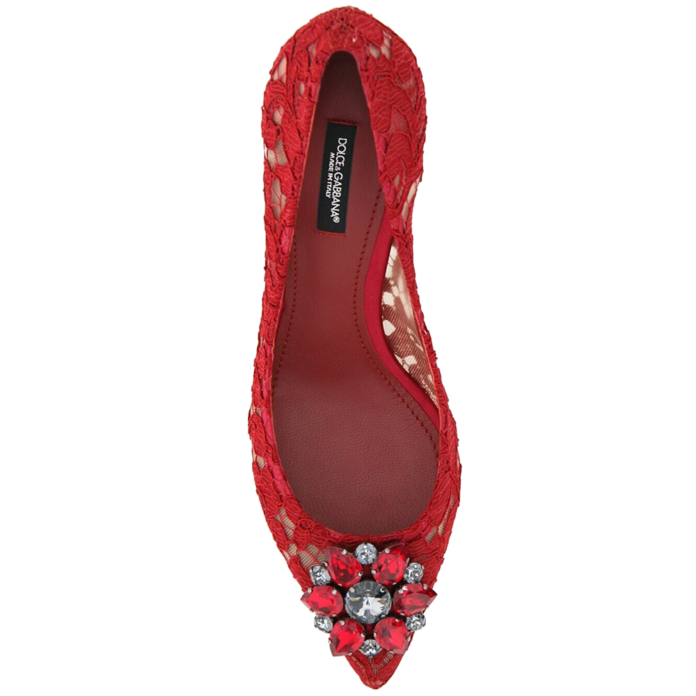 

Dolce & Gabbana Red Taormina Lace Crystals Bellucci Pumps Size IT