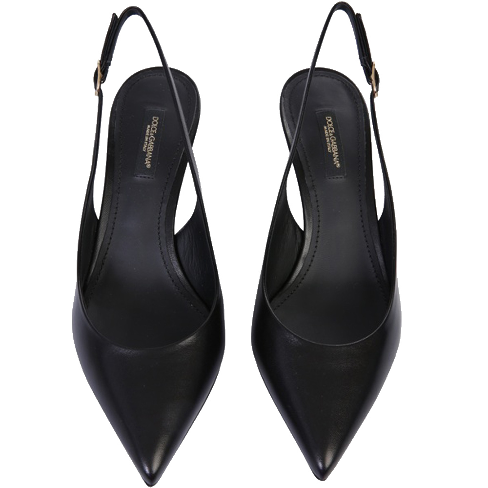 

Dolce & Gabbana Black young goatskin with DG logo Slingback pumps Size IT