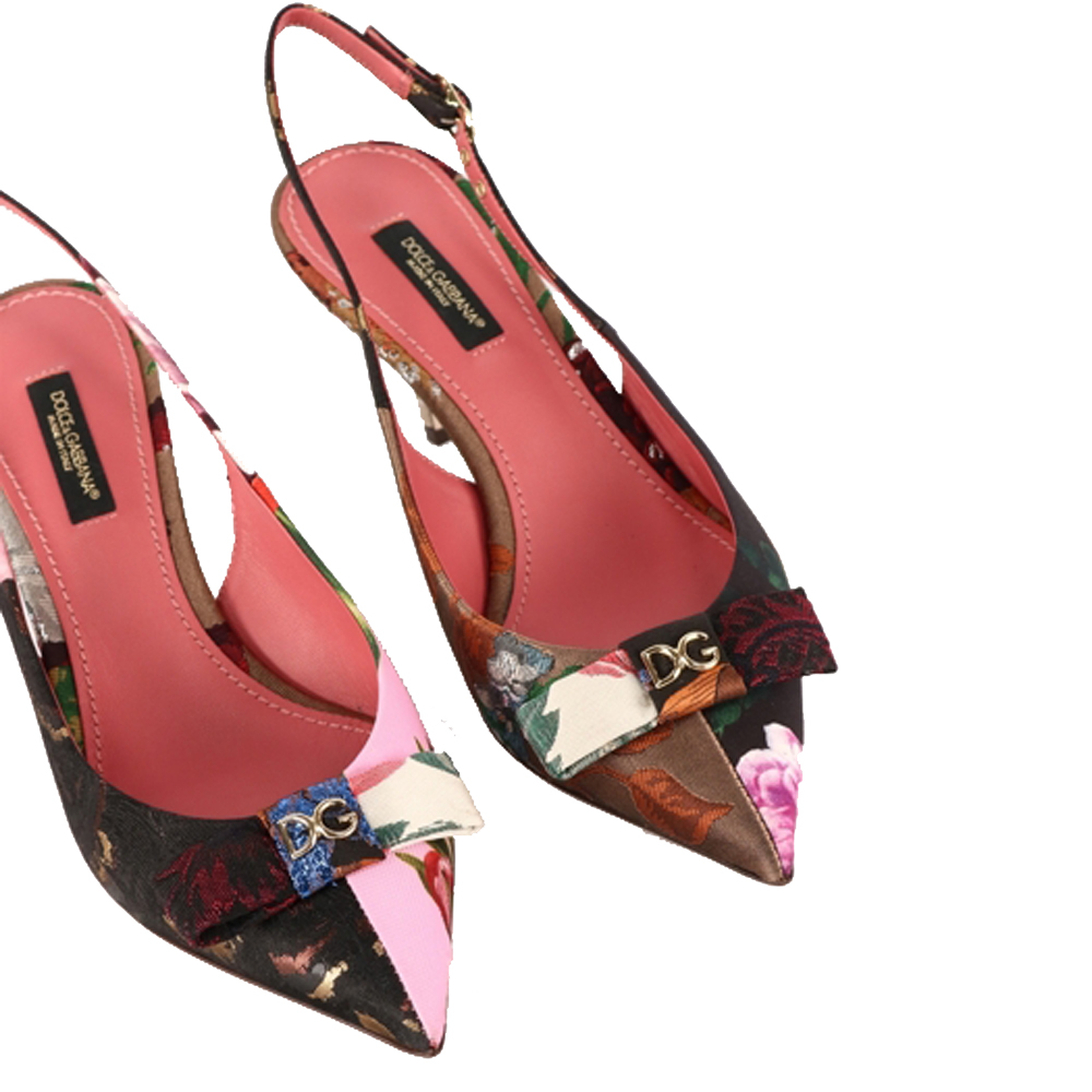 

Dolce & Gabbana Multicolor Patchwork fabric Slingback Pumps Size