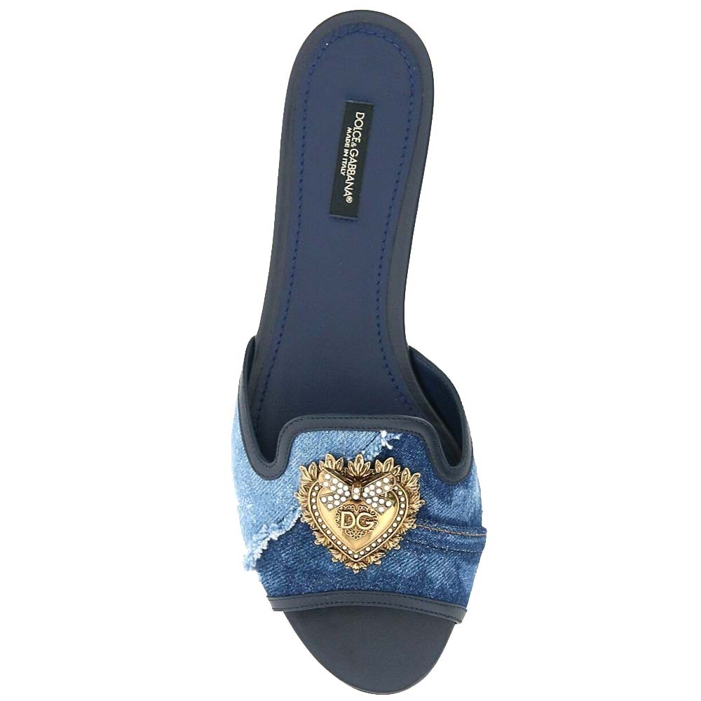 

Dolce & Gabbana Denim Devotion Flat Mules Size IT, Blue