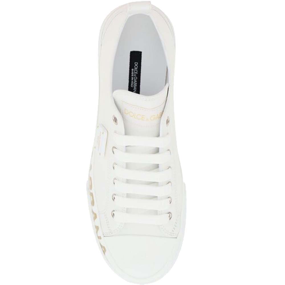 

Dolce & Gabbana White Calfskin Logo Portofino Sneakers Size IT