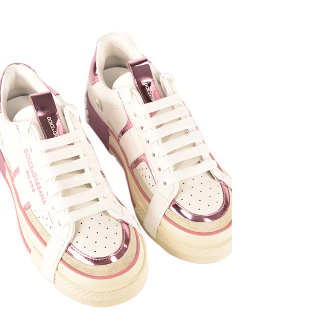 

Dolce & Gabbana White/Pink Custom 2Zero Sneaker Size EU