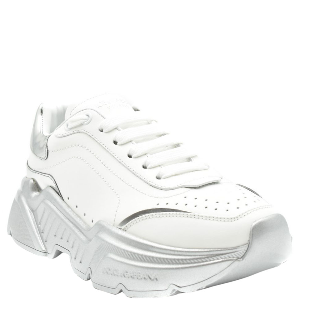 

Dolce & Gabbana White/Metallic Silver Daymaster Sneakers Size EU