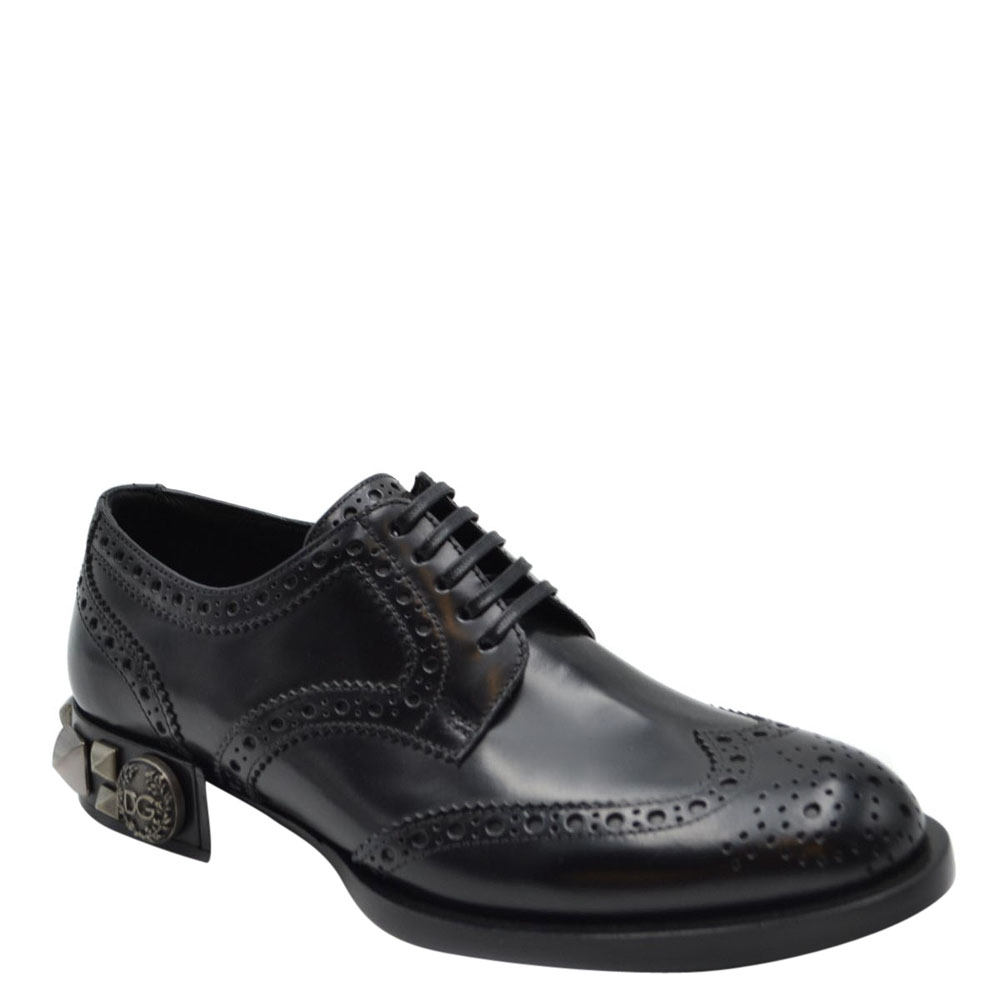 

Dolce and Gabbana Black Leather Detail Derby Shoes Size EU
