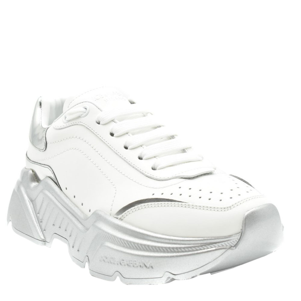 

Dolce & Gabbana White Nappa Leather Mirrored Bottom Daymaster Sneakers Size