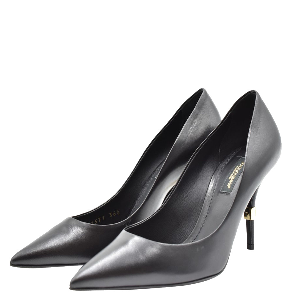 

Dolce & Gabbana Black Young Goatskin DG logo Pointed Toe Pumps Size