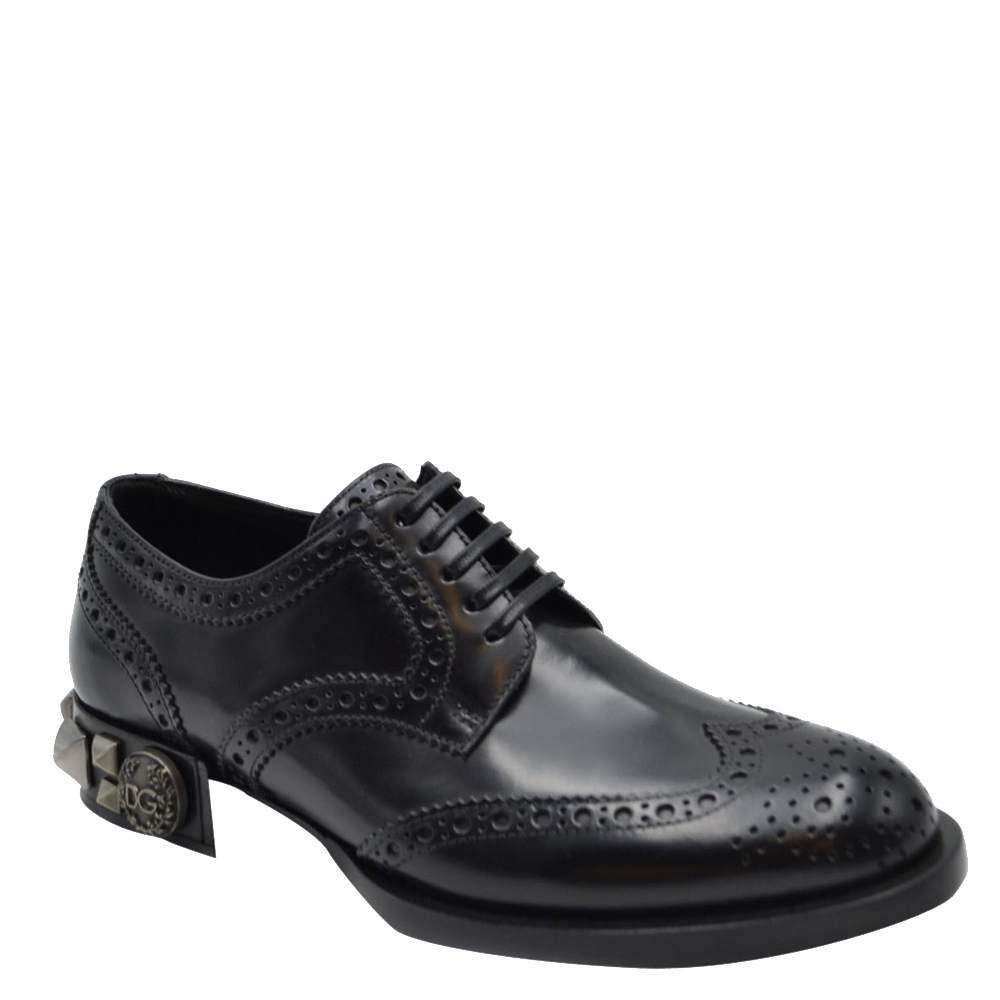 

Dolce & Gabbana Black Leather Studded Detail Derby Shoes Size EU
