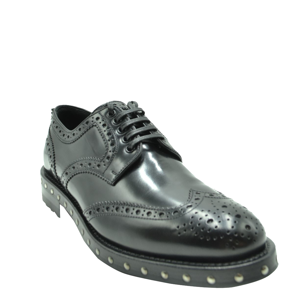 

Dolce & Gabbana Black Leather Detail Derby Shoes Size EU