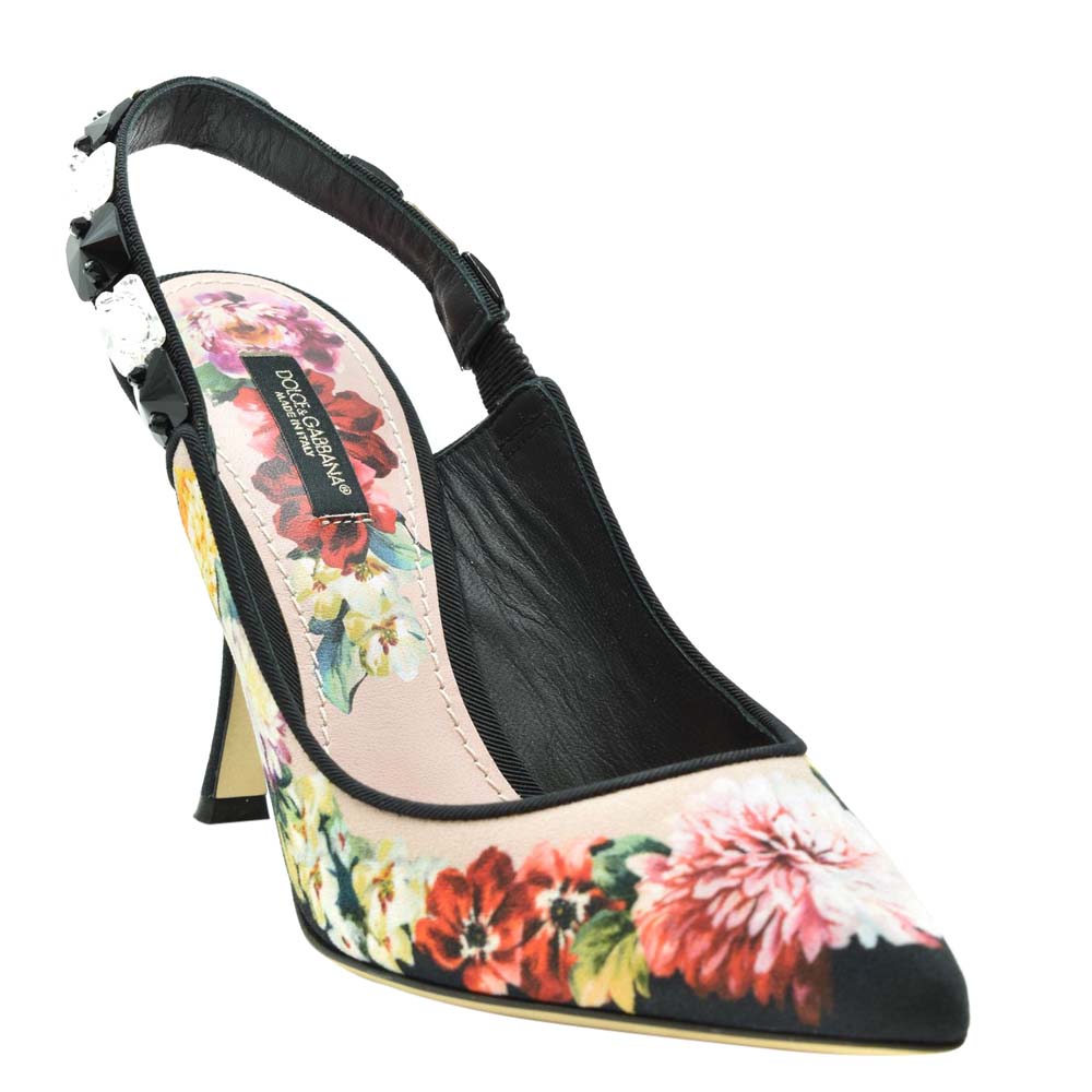 

Dolce and Gabbana Multicolor Floral Print Slingback Pumps Size EU