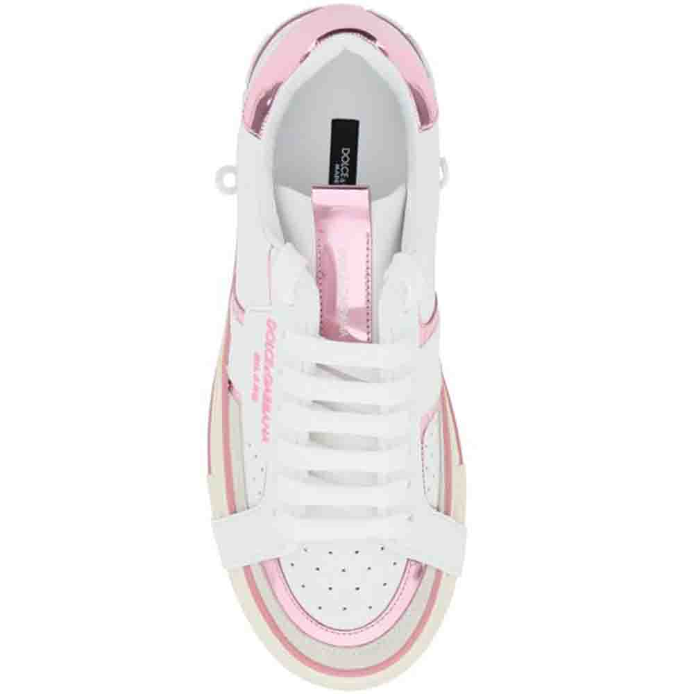 

Dolce & Gabbana White/Pink Calfskin 2Zero Custom Sneakers Size IT