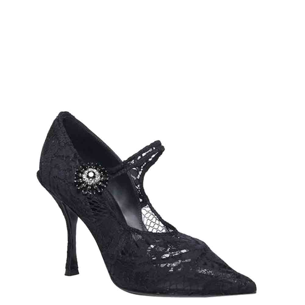 

Dolce & Gabbana Black Lace Mary Jane Ankle strap pumps Size EU