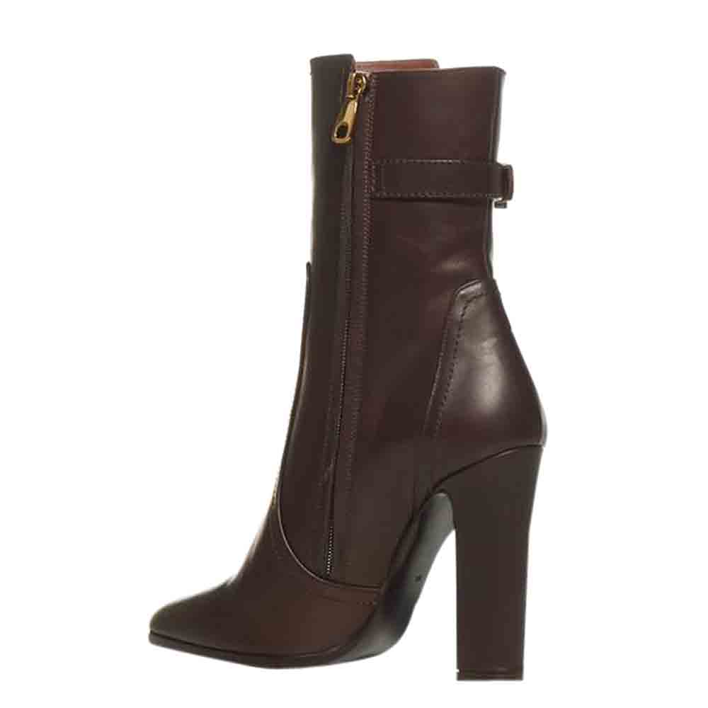 

Dolce & Gabbana Dark Brown Cowhide with DG Logo Ankle Boots Size EU