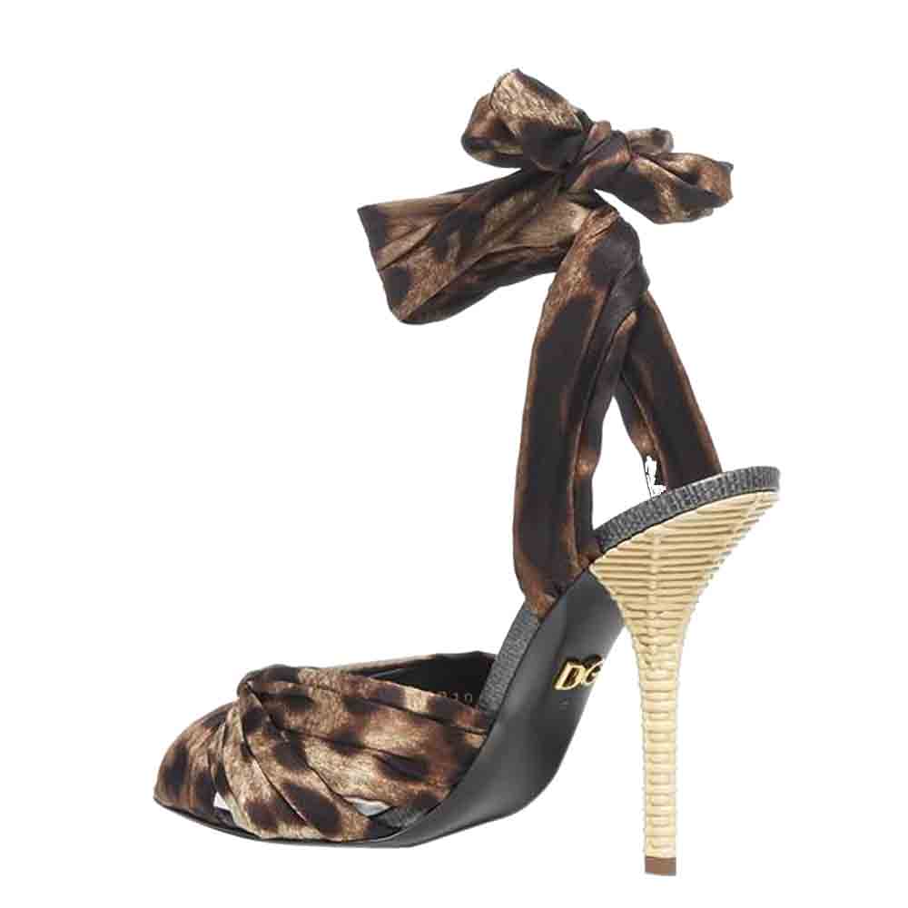

Dolce & Gabbana leopard print Twill Sandals Size EU, Brown