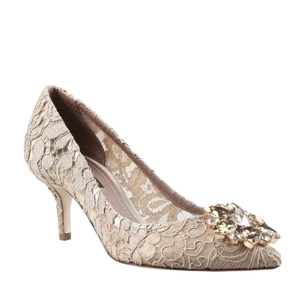 

Dolce & Gabbana Pink Taormina Lace Crystal Embellished Pumps Size