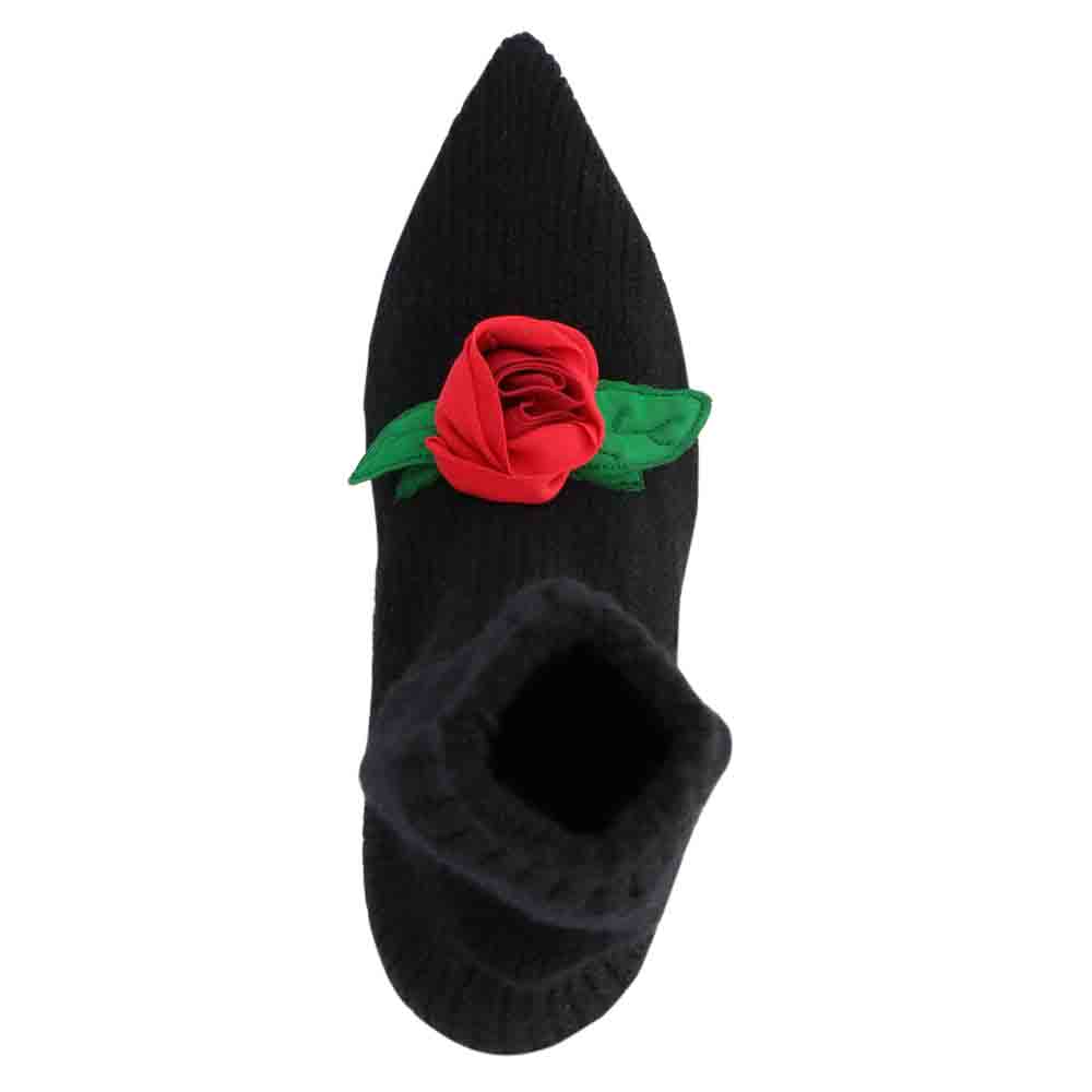 

Dolce & Gabbana Black Wool Rose Applique Boots Size