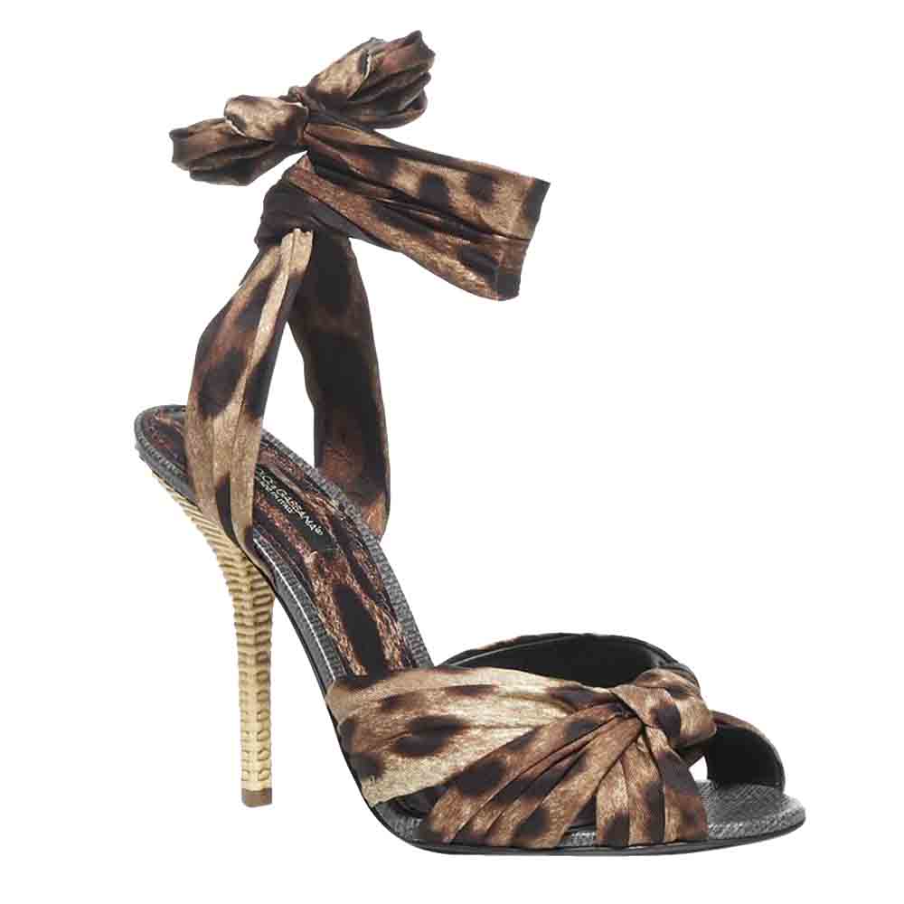 

Dolce & Gabbana Brown Twill Leopard Sandals Size EU